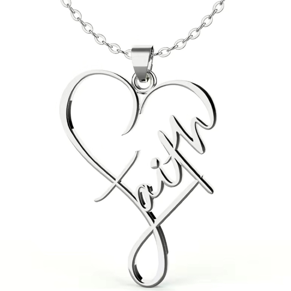 New Silver Stainless Steel Faith Christian Pendant Necklace Religious Jewelry